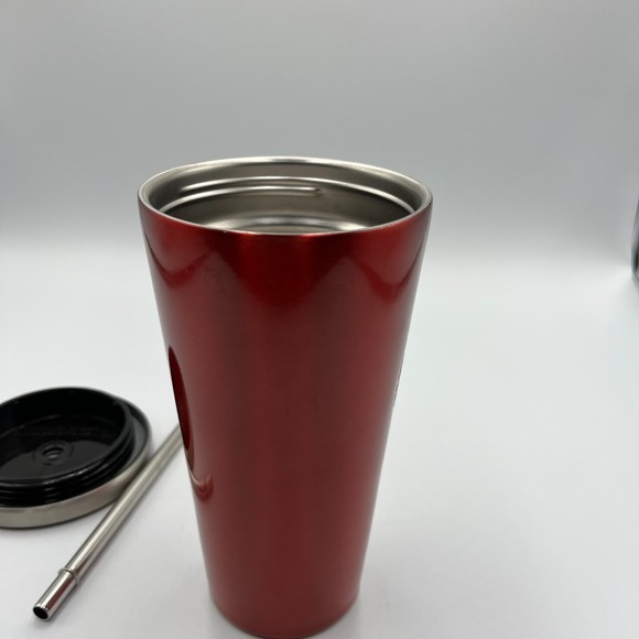 Starbucks Stainless Steel 16 oz Tumbler‎ Ruby Red with Silver Lid  & Straw Metal - Picture 13 of 16